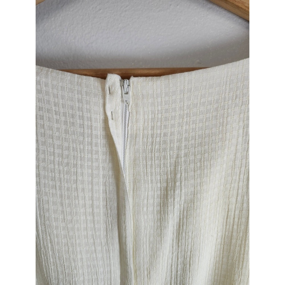 Vtg 90s Y2K A-List by Wrapper Dress Junior 9/10 Fits Small Cream Waffle Knit Mod - Picture 7 of 16